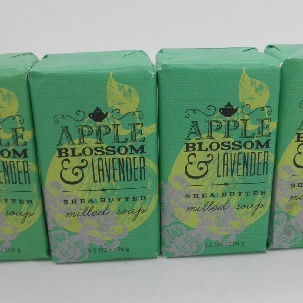 LOT OF 4 APPLE BLOSSOM & LAVENDER - BATH & BODY WORKS Shea Butter Milled Soap